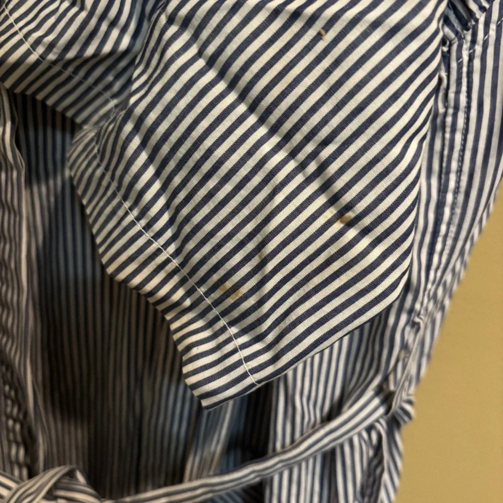 Polo Ralph Lauren Men's‎ Cotton Robe Blue White Stripe Belted  Bath Robe Large